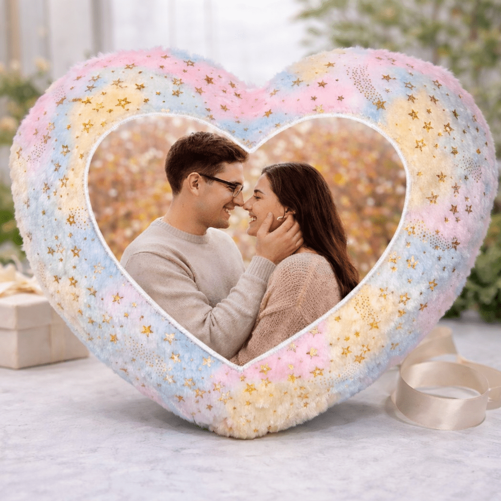 Personalized Heart-Shaped Photo Cushion