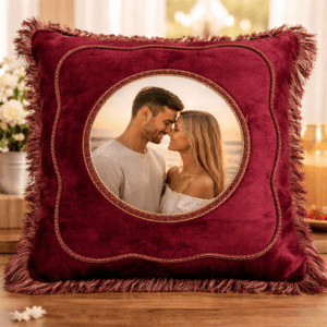 Personalized Velvet Cushion with Photo Print for Home Decor