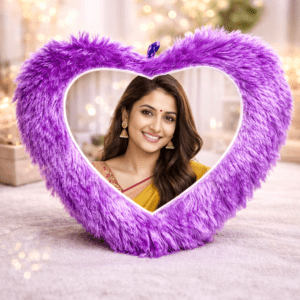 Customized Purple Heart-Shaped Plush Photo Cushion