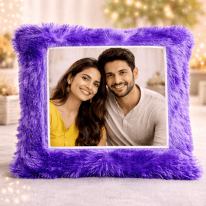 Customized Purple Square Plush Photo Cushion