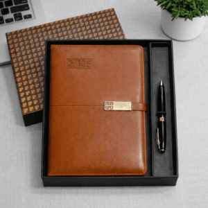 Customized Leather Diary and Pen Corporate Gift Set