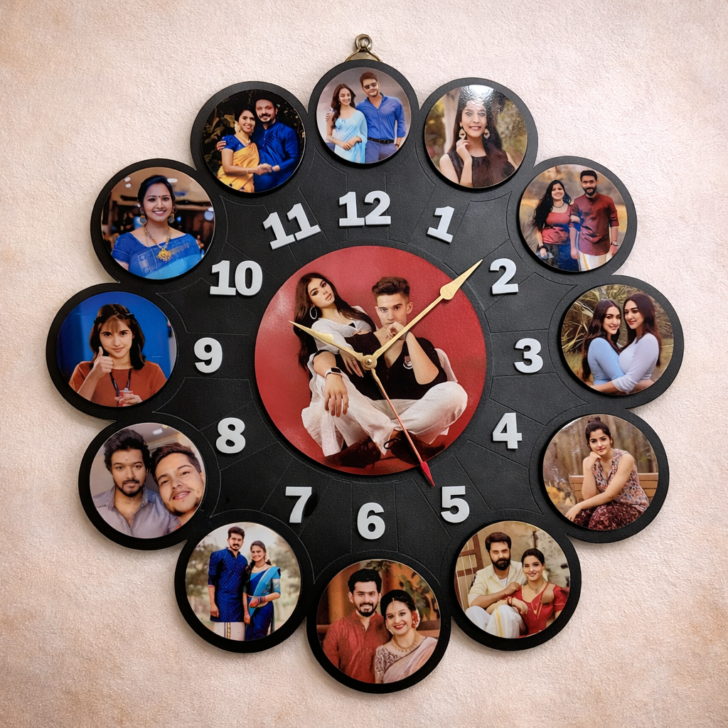 Decorative Wall Clock with Customized Photo Display