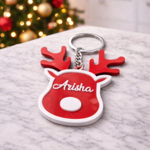 Personalised Christmas Reindeer Keychain